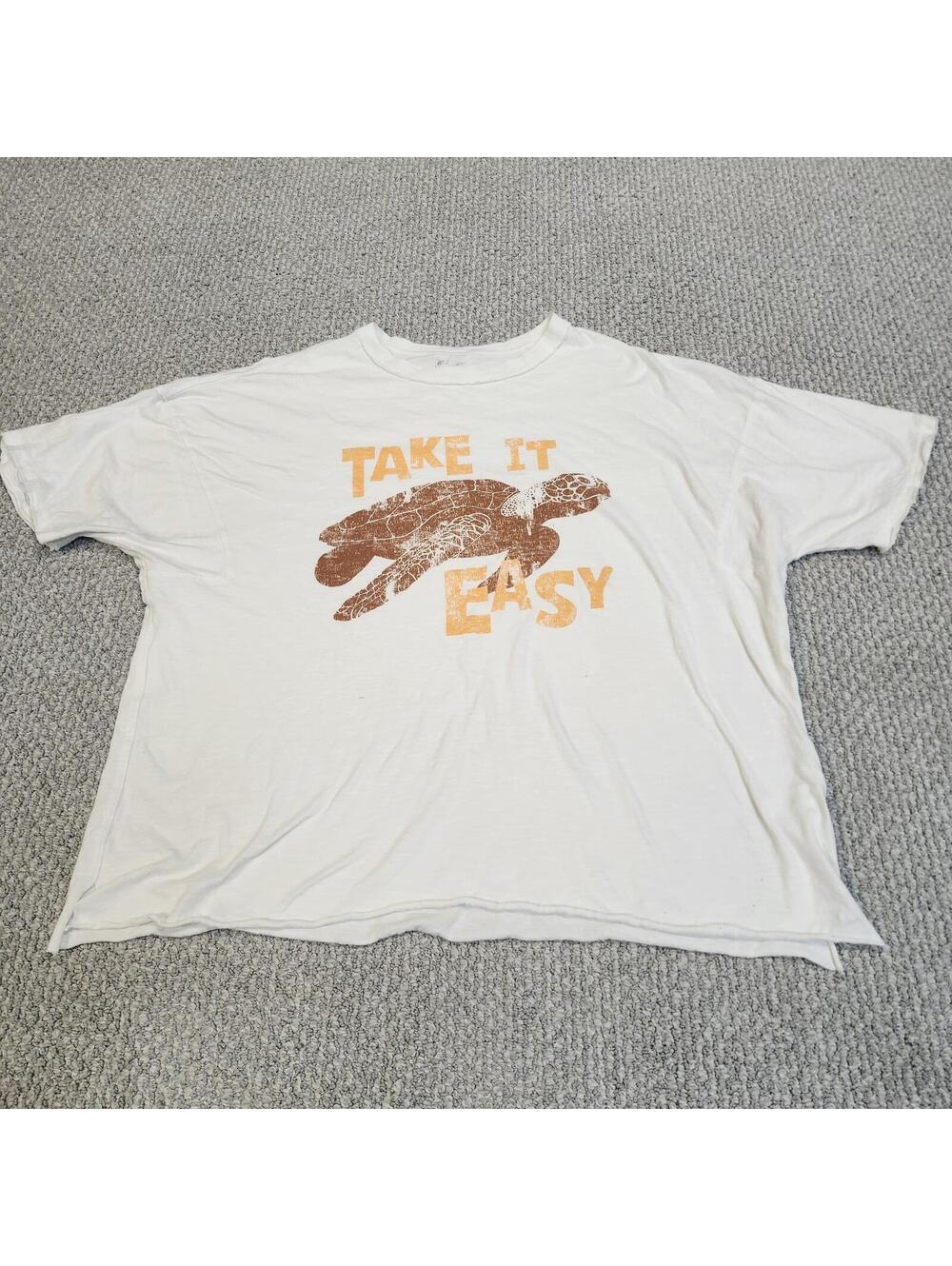 Aerie Take It Easy Turtle Graphic T-Shirt White Size XL - Picture 1 of 8
